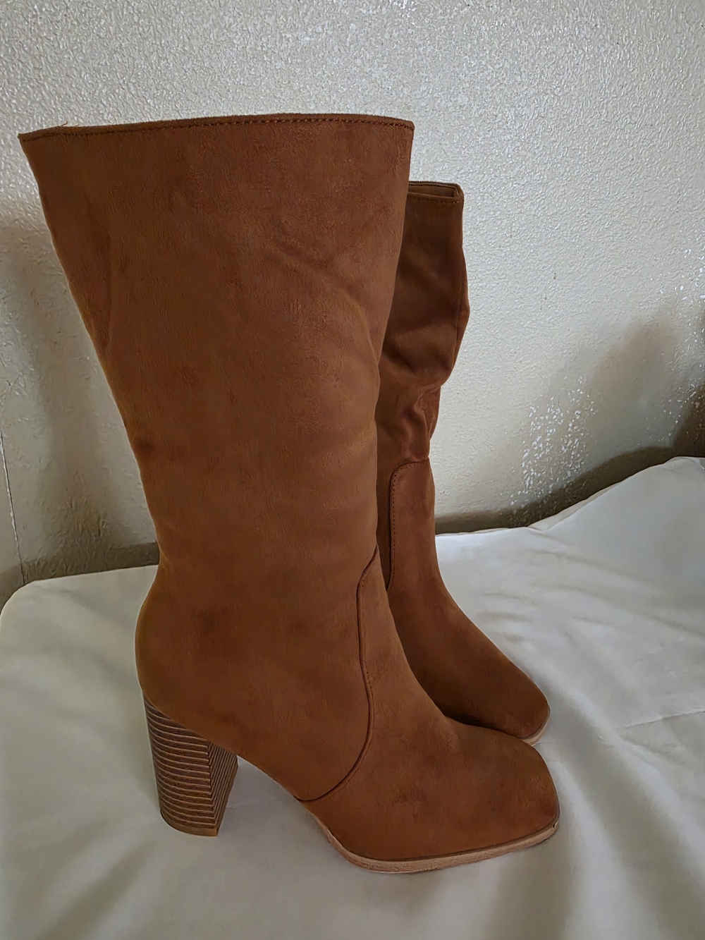 Women's Midi Suede Block Heel Boots - Brown
